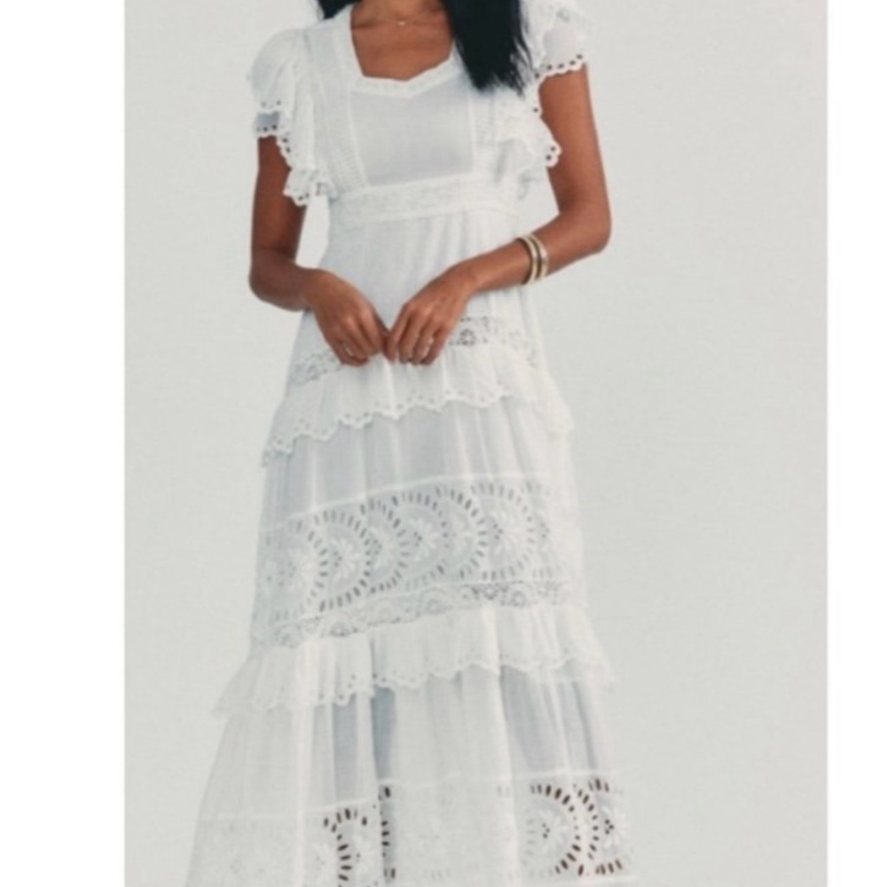 SOLD LoveShackFancy White Tiered Ruffled Maxi Dress